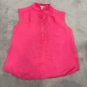 J. Crew Vibrant Pink Sleeveless Blouse 100% silk